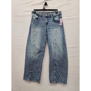 Wild Fable Womens Mid-Rise Barrel Jean Light Wash Rigid Denim Size 8 32 Inseam